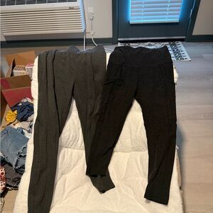 Kirkland Signature Charcoal and Black Leggings & Old Navy Dressy Gray Leggings